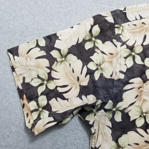 Campia Moda Shirt Mens Large Brown Floral Hawaiian Button Up Short Sleeve Casual - Picture 2 of 9